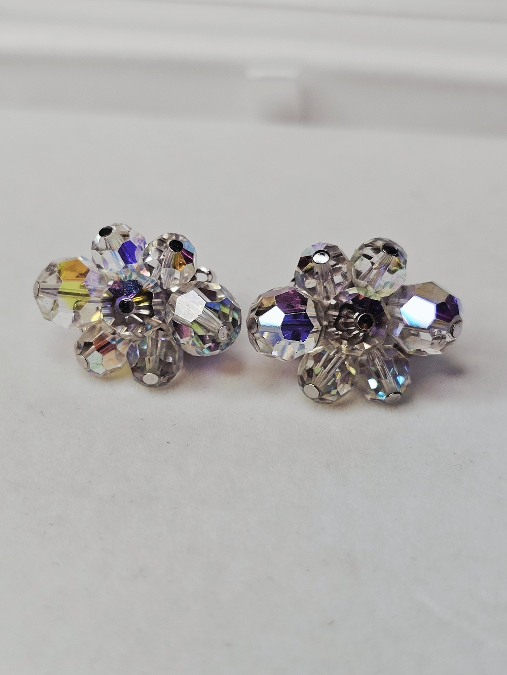 Sherman Crystal Aurora Cluster Earrings - Clear